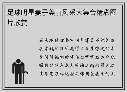足球明星妻子美丽风采大集合精彩图片欣赏